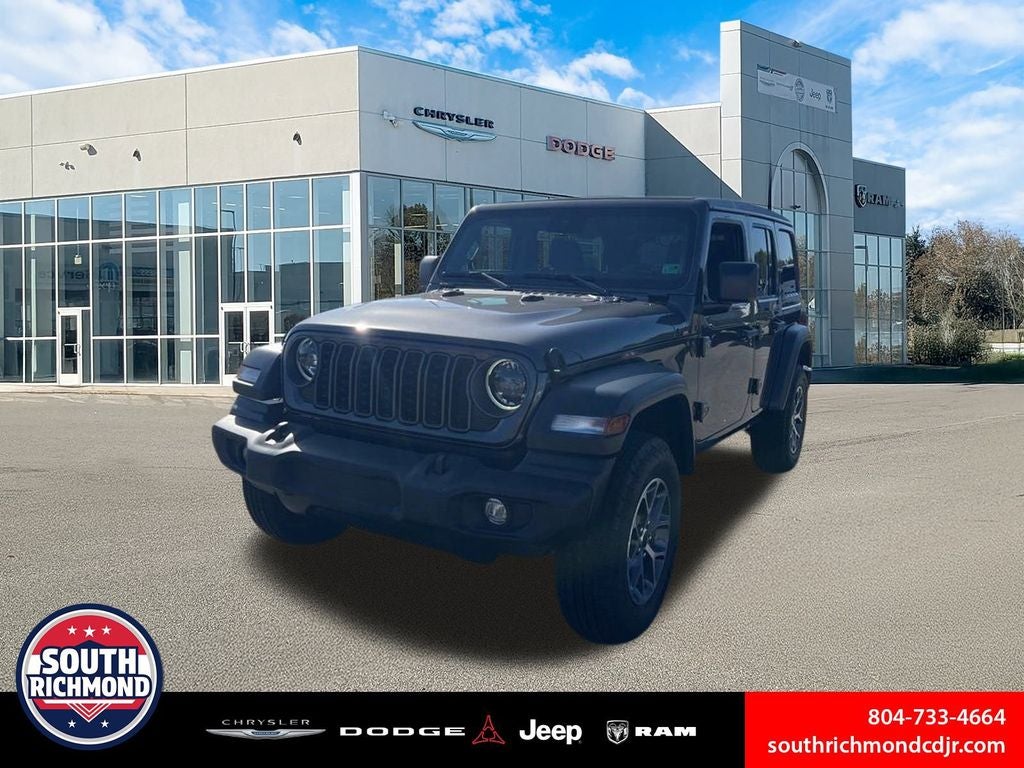 2025 Jeep Wrangler Sport S in Granite Crystal Metallic Clearcoat — front three-quarter view
