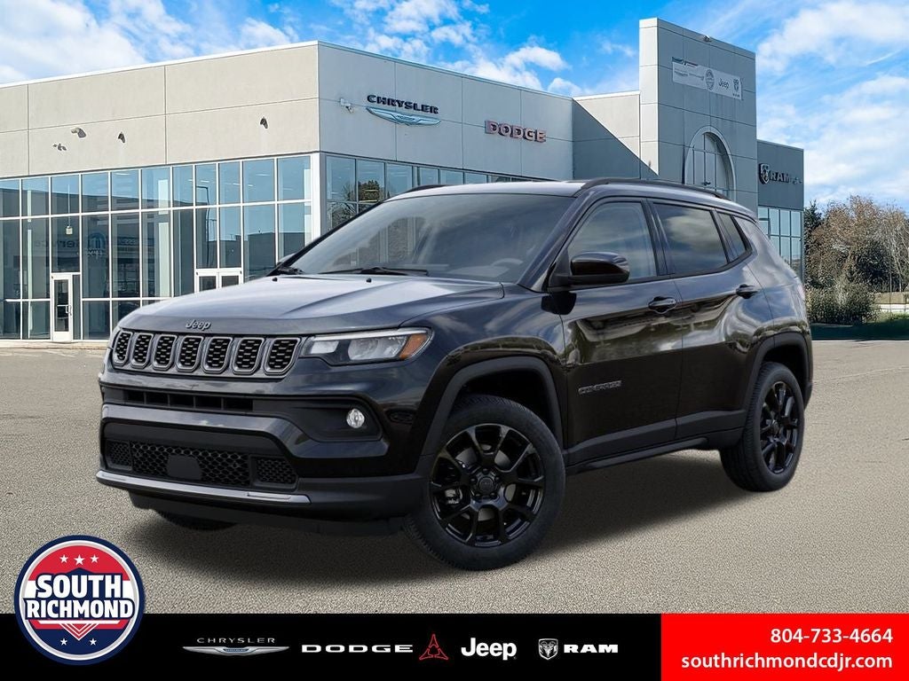 2026 Jeep Compass COMPASS LATITUDE ALTITUDE 4X4 in Diamond Black Crystal Pearl-Coat Exterior Paint — front three-quarter view