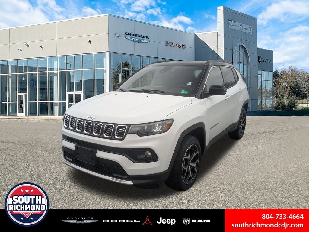 2026 Jeep Compass COMPASS LIMITED 4X4 in Bright White Clear-Coat Exterior Paint — front three-quarter view