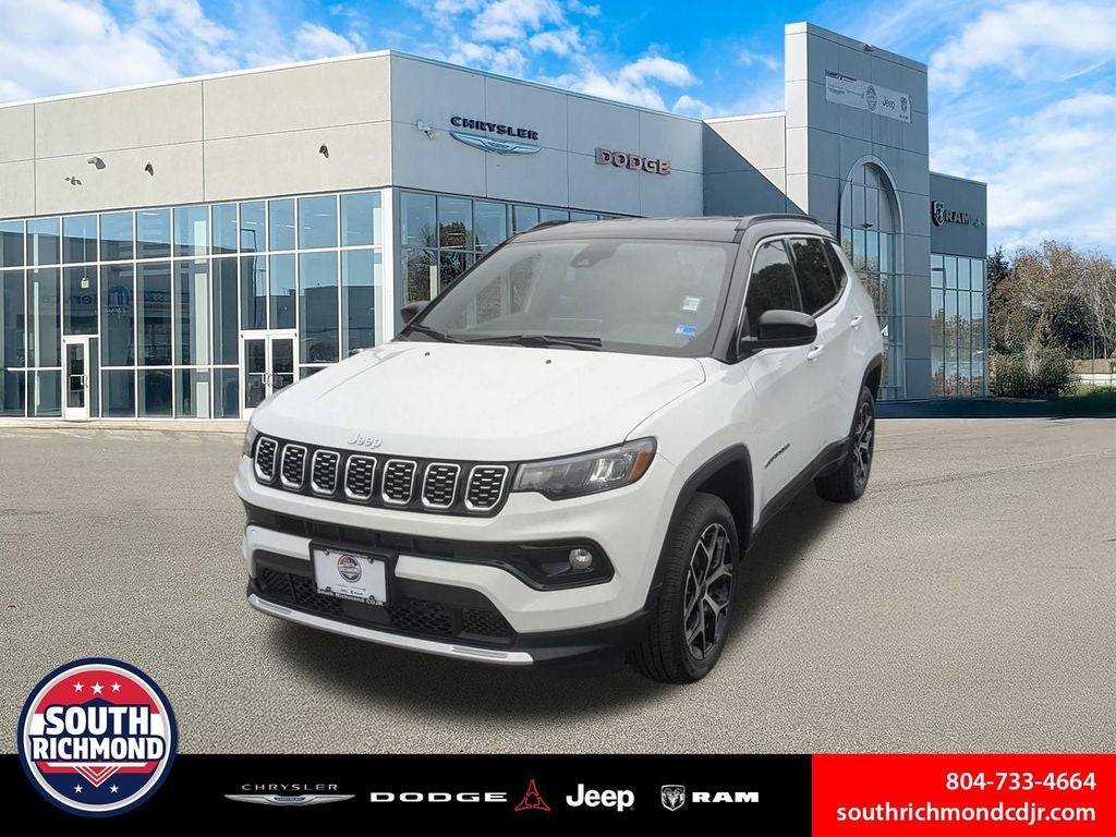 2026 Jeep Compass COMPASS LIMITED 4X4 in Bright White Clear-Coat Exterior Paint — front three-quarter view
