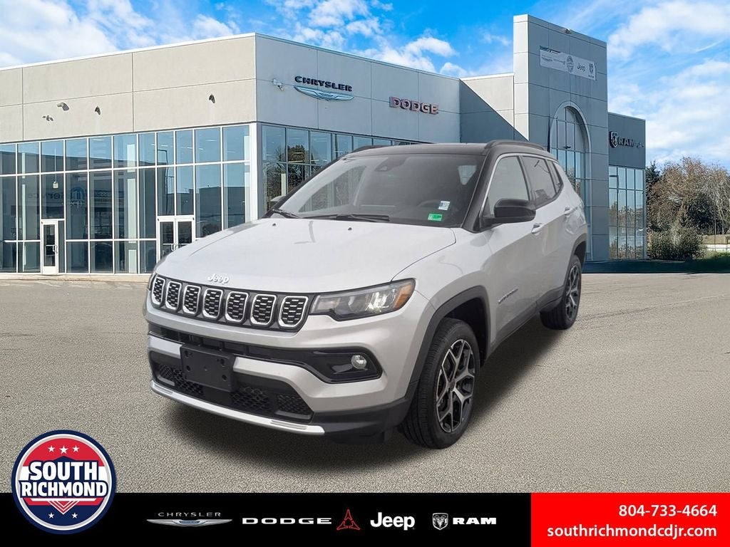 2026 Jeep Compass COMPASS LIMITED 4X4 in Silver Zynith Metallic Clear-Coat Exterior Paint — front three-quarter view