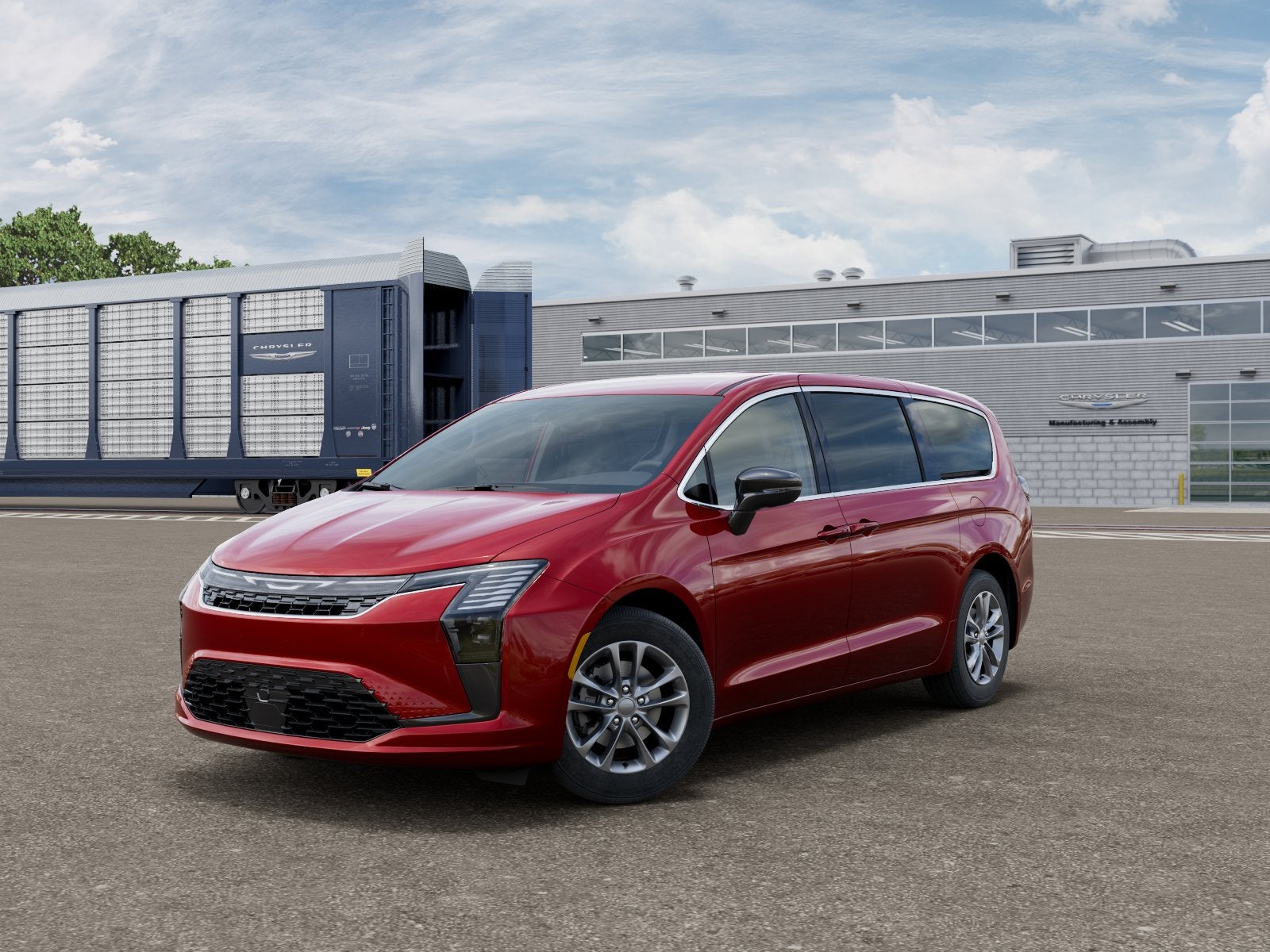 2027 Chrysler Pacifica PACIFICA SELECT in Red Hot Pearl-Coat Exterior Paint — front three-quarter view