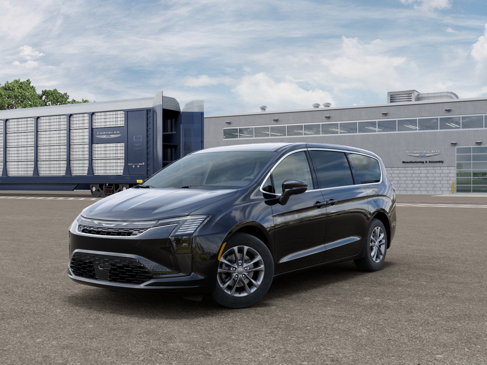 2027 Chrysler Pacifica PACIFICA SELECT in Diamond Black Crystal Pearl-Coat Exterior Paint — front three-quarter view
